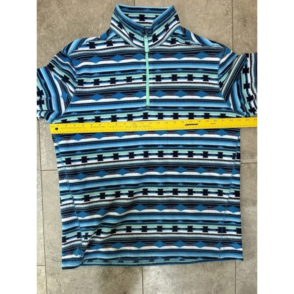 Chubbies Men's Large Fleece Quarter Zip Pullover Blue Aztec Southwestern Western